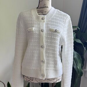 Laundry By Shelli Segal White Cardigan Sweater